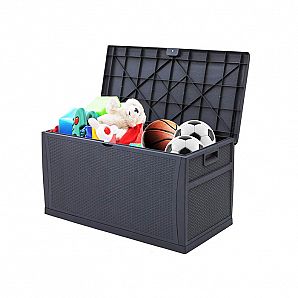 120 Gallonen-Terrassen-Aufbewahrungsbox, Bank, Deckbox in Grau, 460 l