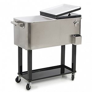 60QT Getränkekühler-Eiswagen aus Metall mit Rädern