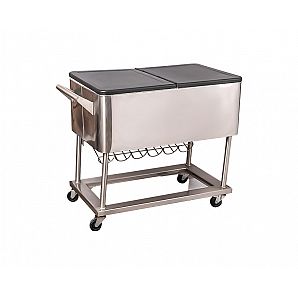 60QT Handrollende Eistruhe, tragbarer Terrassenparty-Kühlwagen auf Rädern